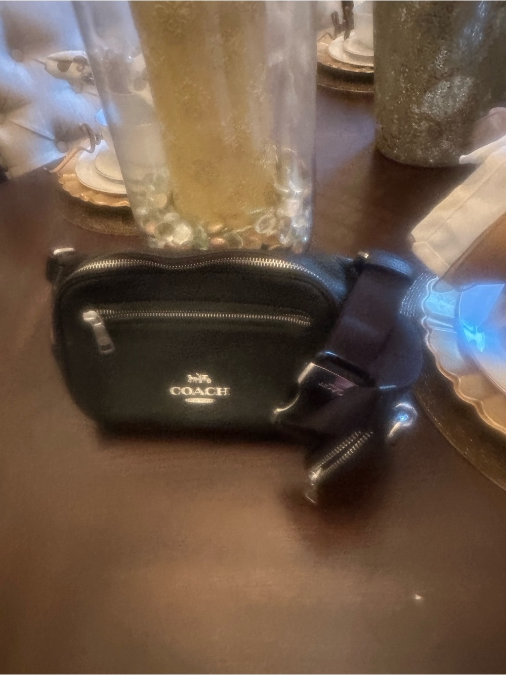 Pre-owned Coach Black Leather Shoulder or Belt Bag with Silver-Tone Logo